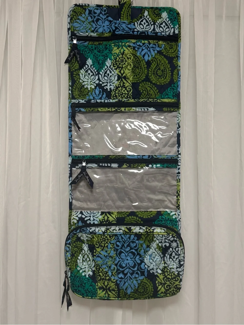 Vera Bradley Quilted Hanging Toiletry Organizer - Green & Blue Pattern